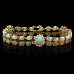 14k Gold 12.5ct Opal 1.75ct Diamond Bracelet