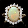 Image 1 : 14k Yellow Gold 2.00ct Opal 1.00ct Diamond Ring