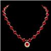 Image 1 : 14k Gold 72.00ct Ruby 1.30ct Diamond Necklace