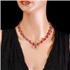 Image 6 : 14k Gold 72.00ct Ruby 1.30ct Diamond Necklace