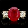 Image 1 : 14k Yellow Gold 5.00ct Ruby 1.10ct Diamond Ring