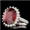 Image 2 : 14k White Gold 7.50ct Ruby 1.10ct Diamond Ring
