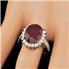 Image 3 : 14k White Gold 7.50ct Ruby 1.10ct Diamond Ring