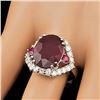 Image 3 : 14k White Gold 7.3ct Ruby 1.20ct Diamond Ring