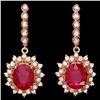 Image 1 : 14k Rose Gold 9.00ct Ruby 1.60ct Diamond Earrings