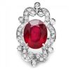 Image 2 : 14k White Gold 11.00ct Ruby 1.35ct Diamond Ring
