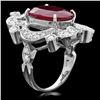 Image 3 : 14k White Gold 11.00ct Ruby 1.35ct Diamond Ring