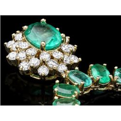 14k Gold 42.2ct Emerald 1.50ct Diamond Necklace