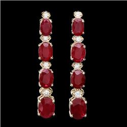 14k Gold 7.00ct Ruby 0.30ct Diamond Earrings