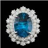 Image 1 : 14k White Gold 7.00ct Topaz 1.50ct Diamond Ring
