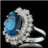 Image 2 : 14k White Gold 7.00ct Topaz 1.50ct Diamond Ring