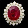 Image 1 : 14k Yellow Gold 8.00ct Ruby 1.45ct Diamond Ring