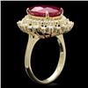 Image 3 : 14k Yellow Gold 8.00ct Ruby 1.45ct Diamond Ring