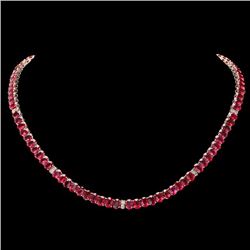 14k Gold 52.00ct Ruby 1.00ct Diamond Necklace