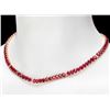 Image 4 : 14k Gold 52.00ct Ruby 1.00ct Diamond Necklace