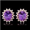 14k Rose 10ct Amethyst 1.70ct Diamond Earrings