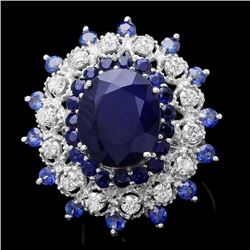 14k White Gold 9ct Sapphire 0.90ct Diamond Ring