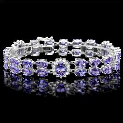 14k W Gold 29ct Tanzanite 1.40ct Diamond Bracelet