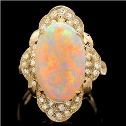 14k Yellow Gold 3.85ct Opal 0.50ct Diamond Ring