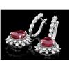 Image 2 : 14k Gold 1.50ct Ruby 2.00ct Diamond Earrings
