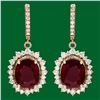 Image 1 : 14k Gold 18.88ct Ruby 2.65ct Diamond Earrings
