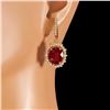Image 2 : 14k Gold 18.88ct Ruby 2.65ct Diamond Earrings