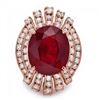 Image 2 : 14k Rose Gold 11.80ct Ruby 1.80ct Diamond Ring