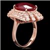 Image 3 : 14k Rose Gold 11.80ct Ruby 1.80ct Diamond Ring