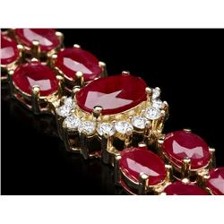 14k Yellow Gold 27ct Ruby 1.30ct Diamond Bracelet
