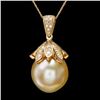 Image 1 : 14k Yellow Gold 16mm Pearl 1.30ct Diamond Pendant