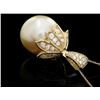 Image 2 : 14k Yellow Gold 16mm Pearl 1.30ct Diamond Pendant