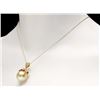 Image 4 : 14k Yellow Gold 16mm Pearl 1.30ct Diamond Pendant