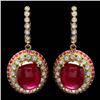 Image 1 : 14k Gold 22.3ct Ruby 1.20ct Diamond Earrings