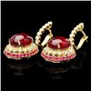 Image 2 : 14k Gold 22.3ct Ruby 1.20ct Diamond Earrings