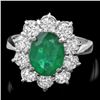 Image 1 : 14k White Gold 2.30ct Emerald 1.70ct Diamond Ring