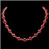 Image 1 : 14k Gold 66.5ct Ruby 2.00ct Diamond Necklace