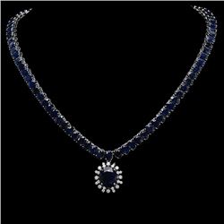 14K Gold 92.04ct Sapphire & 0.92ct Diamond Necklace