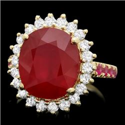 14k Yellow Gold 10.3ct Ruby 0.80ct Diamond Ring