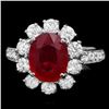 Image 2 : 14k White Gold 3.20ct Ruby 1.50ct Diamond Ring