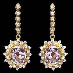 14k Gold 8.75ct Kunzite 1.75ct Diamond Earrings