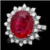 14k White Gold 6.50ct Ruby 0.50ct Diamond Ring