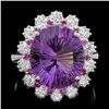 14k Gold 6.50ct Amethyst 1.30ct Diamond Ring