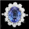 14k Gold 5.50ct Tanzanite 1.30ct Diamond Ring