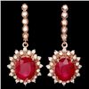 Image 1 : 14k Rose 14.00ct Ruby 1.55ct Diamond Earrings