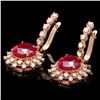 Image 2 : 14k Rose 14.00ct Ruby 1.55ct Diamond Earrings