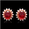 Image 1 : 14k Gold 17.65ct Ruby 0.80ct Diamond Earrings