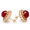 Image 2 : 14k Gold 17.65ct Ruby 0.80ct Diamond Earrings