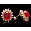 Image 3 : 14k Gold 17.65ct Ruby 0.80ct Diamond Earrings