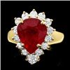 Image 1 : 14k Yellow Gold 6.00ct Ruby 1.20ct Diamond Ring