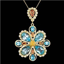 14k Gold 24.00ct Topaz 1.40ct Diamond Pendant